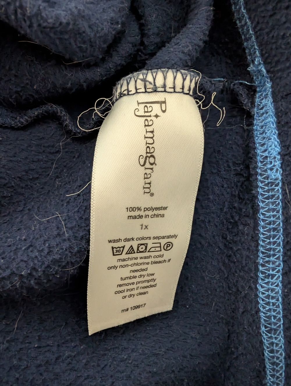 PajamaGram Women's Navy Top and Blue Plaid Pajama Set, Size 1x - Picture 3 of 3